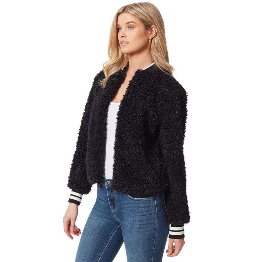 Jessica Simpson Women NWT Kataleya Long Sleeve Faux Fur Cozy Bomber Jacket M